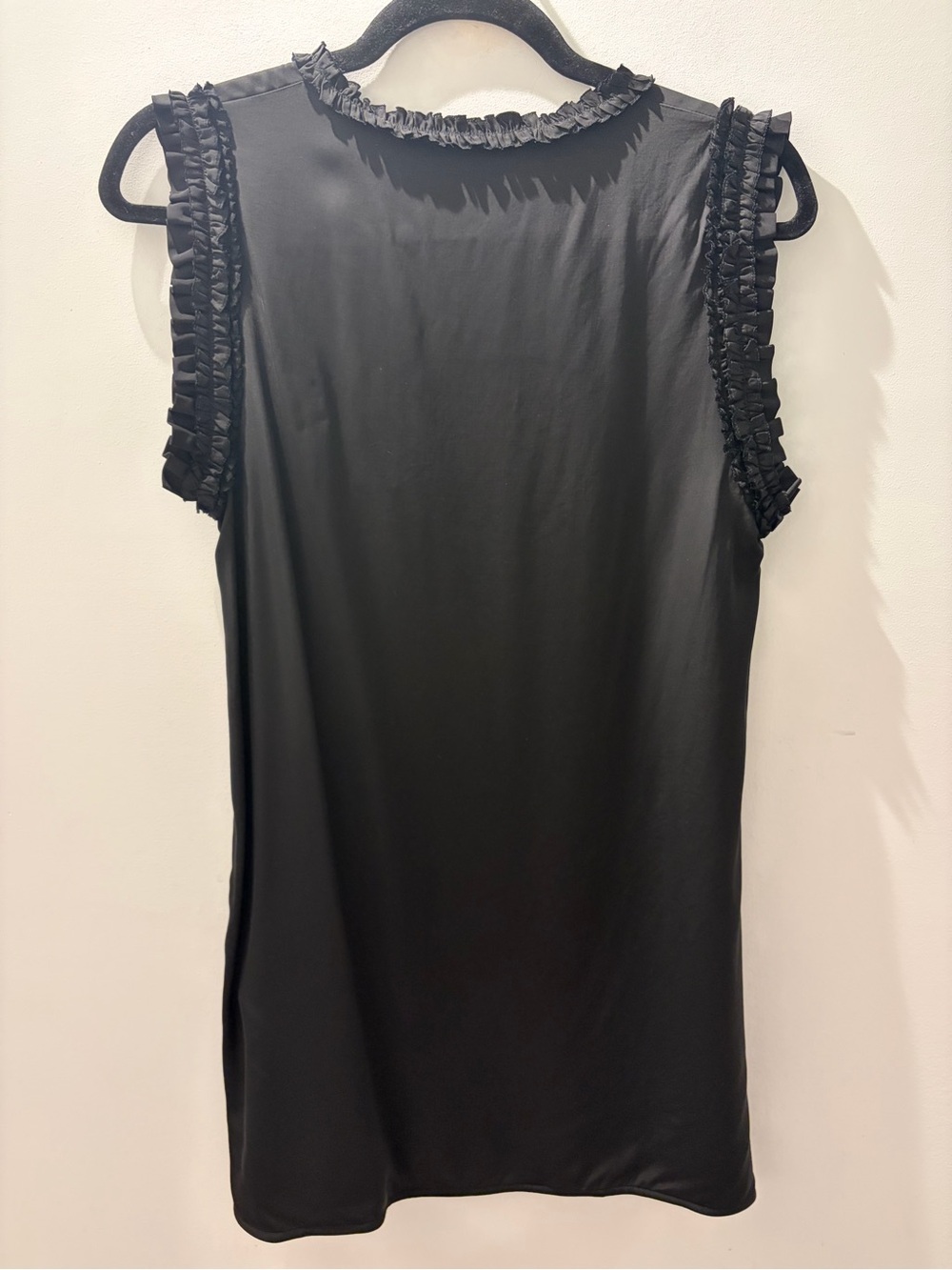 Victoria by Victoria Beckham Black Ruffle Trim Tunic Blouse Mini Dress Sz 4 - Picture 10 of 10